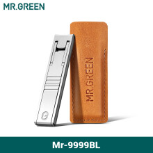 MR.GREEN nagelvijl ultra dun, Duits precisieproces, met koeienleer hoes, lichtbruin