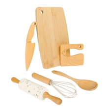 Couteau en Bois pour Enfants et Ensemble de Pâtisserie pour Tout-Petits: 6 Ustensiles de Cuisine Montessori pour Tout-Petits, Planche à Découper