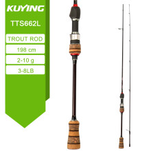 KUYING TETON L vishengel, 1.98m, koolstofvezel, met FUJI reelhouder en ringen, voor forel