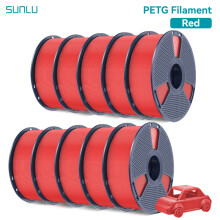 SUNLU Filament 3D PETG, 1,75 mm, Rouge, Lot de 10 kg, Haute Résistance, Compatible Imprimantes FDM