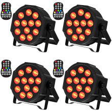 Fieryzeal LED Par licht, set van 4, draadloos met accu, RGBW stroboscoop voor DJ en disco