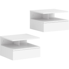 HOMCOM conjunto de 2 mesas de cabeceira flutuantes com gaveta, 35x32x22,5 cm, branco