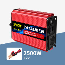 Onduleur, 2500W 12V 50Hz EU, pure sinus golfvormige sinus, DC naar AC omvormer met UE-stekker