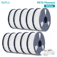SUNLU Filament 3D PETG, 1,75 mm, 10 kg, Blanc, Haute Résistance, Bobine Réutilisable pour Imprimantes FDM