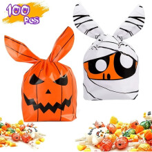 100PCS Halloween Treat Bags Candy Bag, Kids trick or treat Bag Cute Rabbit Ear Halloween Party Gift Favors Bags, Small Pet Supplies
