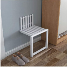 SHYM banco dobrável de parede em madeira maciça branco, capacidade 150 kg, para calçar sapatos