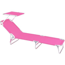LOLAhome espreguiçadeira de jardim exterior com sombrinha, dobrável, reclinável, alumínio e textileno, 190x58x25 cm
