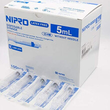 Nipro seringa de 5 ml, descartável, esterilizada, sem agulha, conjunto de 100 unidades