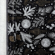 Jumbo Kraft Christmas Wrapping Paper Roll Black Gold Foil 17in x 33ft