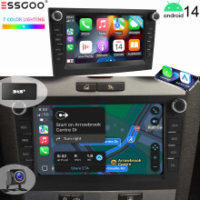 ESSGOO Autoradio Android 14, 7 pouces, 4 Go RAM + 64 Go ROM, Apple CarPlay et Android Auto, GPS, DAB+, Noir