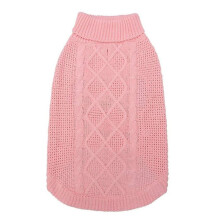 Winter Warm Knitted Pet Sweater for Dog Cat - High Neck Cable Knit Stretch XS Pink, Pet Supplies, Gift for Dog Owners, Small & Medium Dogs