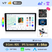 Junsun Autoradio Android Auto, Système Multimédia 2 Din, CarPlay Sans Fil, Écran Tactile IPS, V1 Plus (4G 64G) 10"
