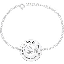 Pulseira de Nascimento em Prata de Lei 925, Modelo Rolo com Disco de 18mm, 19cm com Extensor