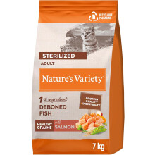 Nature's Variety, ração para gatos esterilizados com salmão norueguês, Healthy Grains, 7kg