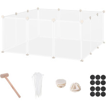 PawHut parque para animais de plástico para coelhos, 105x105x45 cm, branco