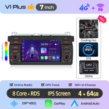 Junsun Autoradio V1 Plus 4G 64G 7 Pouces, Écran Tactile IPS, Apple CarPlay et Android Auto Sans Fil, Pour BMW E46