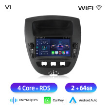 Junsun Autoradio 2 Din, 7 pouces, Android 13, 2G 64G, Apple CarPlay et Android Auto, pour Peugeot 107 Toyota Aygo Citroën C1