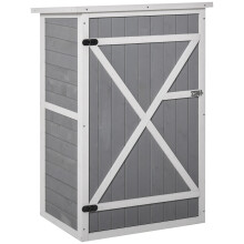 Outsunny tuinhuis, 75x56x115 cm, grijs, behandeld dennenhout, met 3 planken en deurklink