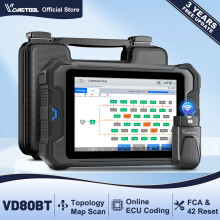 VDIAGTOOL VD80BT Autodiagnosetool, OBD2 scanner met 8 inch HD-scherm, topologiekaart, ECU-codering en 42+ resets voor voertuigen