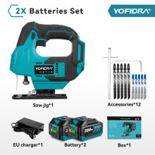 YOFIDRA Scie Sauteuse à Ligne Laser sans Balais, 900W, pour Makita 18V, Lot de 2 Batteries