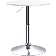 HOMCOM mesa de bar, base redonda Ø60x69-93 cm, altura ajustável, metal e MDF, branco