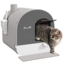 Pawhut kattenbak, grijs, 43x44x47 cm, met verwijderbare lade en schep