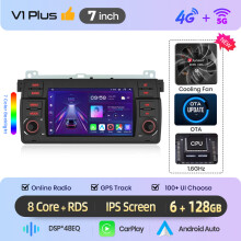 Junsun Autoradio Android 14, Système Multimédia sans fil 7" V1 Plus 6G 128G, Écran tactile IPS pour BMW E46