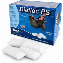 DIASA DIAFLOC PS, floculante clarificante para piscinas, conjunto de 8 cartuchos de 125 g, para piscinas de 10 a 50 m3