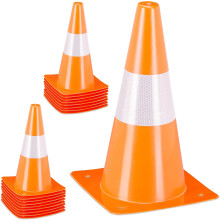 Relaxdays conjunto de 18 cones de sinalização, 30 cm, laranja, para treino de cães e desporto