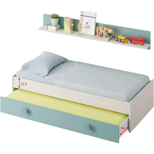 Miroytengo conjunto de quarto completo para quarto juvenil ou infantil, verde e branco, com estrado 1
