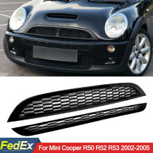Grille de pare-chocs avant en nid d'abeille noir brillant, Lot de 2 pour Mini Cooper R50 R52 R53 2002-2006