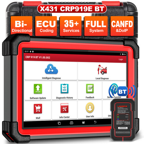 LAUNCH X431 CRP919E BT, autodiagnosetool, 7 inch touchscreen, bidirectionele test en ECU-codering 1