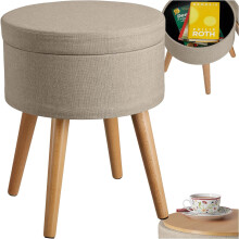 tectake Banco com Arrumação Yara, Estrutura Dobrável, Assento Estofado, 42,5 x 42,5 x 45,5 cm, Arena