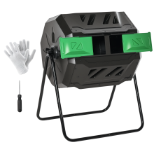 Outsunny dubbele roterende trommelcomposter, 160 liter, staal en kunststof, lichtgroen
