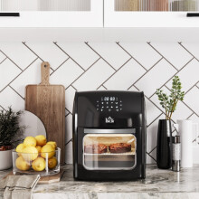 Nastopee 12L Digital Air Fryer Oven 1800W, 8-in-1 Rotisserie, Dehydrator, Bake and Roast, Black with Accessories