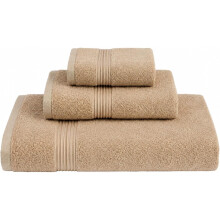 Conjunto de toalhas em fibra de bambu, 600 g/m2, bege, alta absorção e secagem rápida