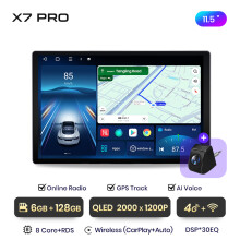 Junsun Autoradio Android 11,5 pouces, Écran Tactile QLED 2K, 8 Cœurs, 6 Go RAM, 128 Go Stockage, CarPlay Sans Fil