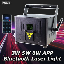 YUER Projecteur Laser RGB 5W, Animation Scanner, Contrôle par Application et DMX512, Pour Scène DJ et Fête