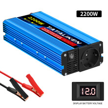 Onduleur, pure sinus vermogenconverter, 12V 2200W 50HZ EU, DC naar AC voeding met UE-stekker