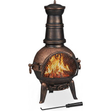 Relaxdays Estufa de Jardim, Ferro Fundido, Proteção Antichispas, 86x46x38 cm, Bronze