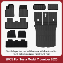 Lot de 9 tapis de sol et coffre double couche en TPE pour Tesla Model Y Juniper 2025