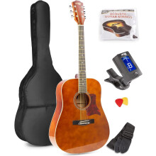MAX SoloJam Guitarra acústica, corpo em madeira de rosa, castanho, para principiantes