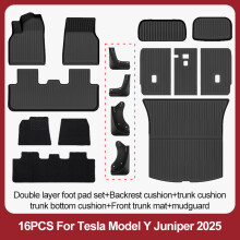 Tapis de sol Tesla Model Y Juniper 2025, Lot de 16 pièces avec garde-boue, TPE imperméable et antidérapant