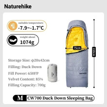 Naturerandonnée Sac de couchage ultraléger en duvet d'oie 650FP, Gris, Taille M
