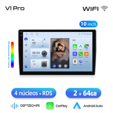 Autoradio Android, Écran Tactile IPS, CarPlay et Android Auto sans fil, GPS, WiFi, DAB+, 2DIN, V1Pro (2GB 64GB)