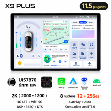 Autoradio Android, Écran Tactile IPS, CarPlay sans fil, Android Auto, GPS, WiFi, DAB+, 11.5Go RAM, 12Go RAM, 256Go Stockage