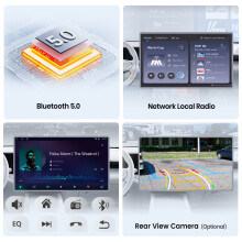 Junsun Autoradio Android Auto, Système multimédia 2 Din avec CarPlay sans fil, Écran tactile IPS 10", 6G 128G