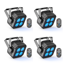Yiflamefly podiumlicht, set van 4, 30W RGBWYP+CYAN LED, met afstandsbediening en DMX-bediening voor disco en bruiloften