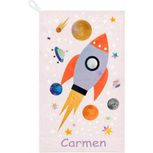 Toalha de mão infantil personalizada, Planetas, 30x50 cm, secagem rápida