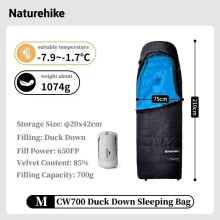 Naturerandonnée Sac de couchage ultraléger en duvet de canard 650FP pour adulte, Noir, Taille M